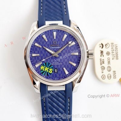 New Omega Aqua Terra 150m Blue Dial With Blue Rubber Band Swiss Replica Watch 41 watches