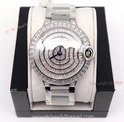Iced Out Cartier Ballon Bleu 42mm Watch Stainless Steel Replica Watch watches