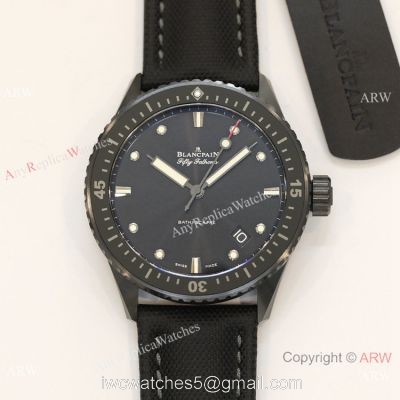 Swiss Grade Replica Blancpain Fifty Fathoms Bathyscaphe GF Factory Cal.1315 Watch All Black watches