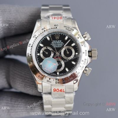 Swiss Quality Copy Rolex Comograph Daytona Citizen 8215 Watch Black Dial 904L Steel watches
