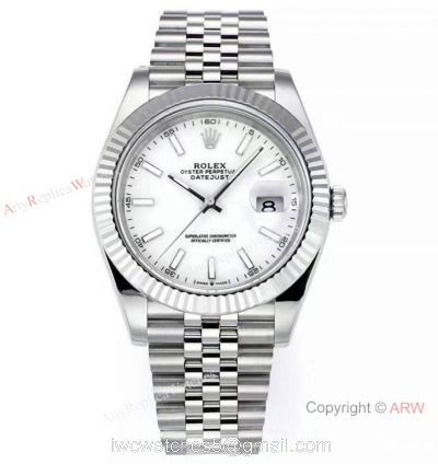 (JVS Factory) Copy Rolex Datejust 41mm 904l Steel White Dial JVS 72hrs Power Reserve watches