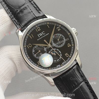 Top Replica IWC Portuguese Black Face 42 MM Men Moonphase Watch watches