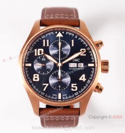 ZF Factory V2 IWC Pilots Chronograph IWC3777 Rose Gold Case Bucherer Blue Dial watches