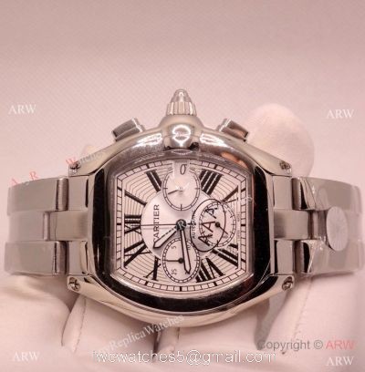 Clone Cartier Roadster de Stainless Steel Chronograph Watch 45mm Swiss Grade Case watches