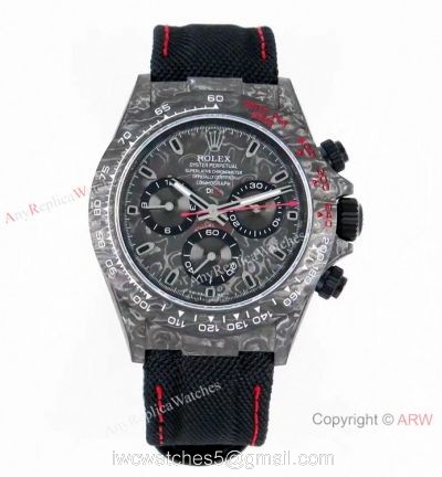 Super Clone Daytona Diw Carbon 4130 Noob 1:1 Best Edition Black Dial on Nylon Strap watches