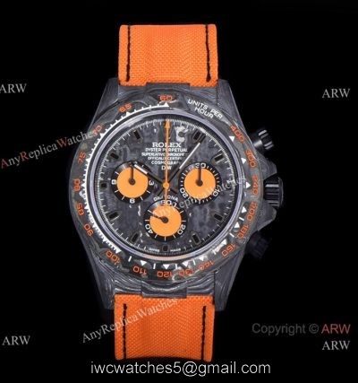 NEW! TW Super Clone Rolex DIW Daytona 7750 Watch 40mm Carbon Orange Fabric Leather Strap watches