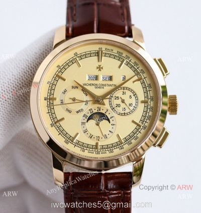 TW Factory Copy Vacheron Constantin Traditionnelle Perpetual Calendar Watch Gold Chronograph Dial watches