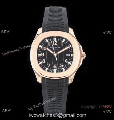 Swiss Quality Copy Patek Philippe Aquanaut Rose Gold Black Dial Citizen 8215 Watch watches
