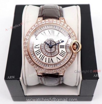 Best Replica 42mm Cartier Ballon Bleu Rose Gold Watch With Diamonds watches