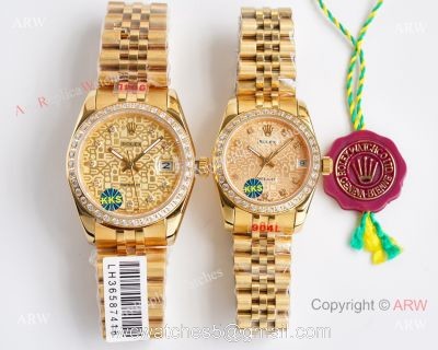 All Gold 28mm/36mm Replica Rolex Datejust Watch Citizen 8215 Movement watches