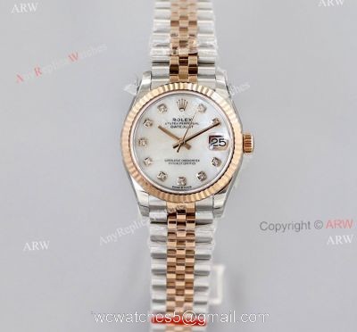 EW Factory Swiss Super Clone Rolex Datejust White Mop Dial With Diamond Markers Jubilee Watch 31mm watches