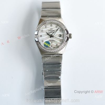 New! Swiss Quality Omega Double Eagle 27mm Lady Watch Diamond Bezel MOP Dial watches