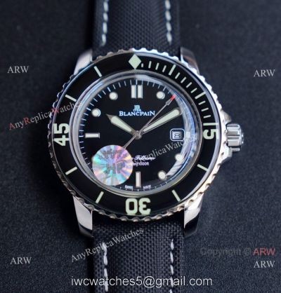 JH Blancpain Fifty Fathoms Swiss Watch Black Dial Black Bezel watches