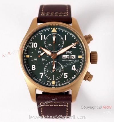 ZF Factory V2 IWC Pilots Chronograph IWC3777 Bronze Case Military Green Dial watches