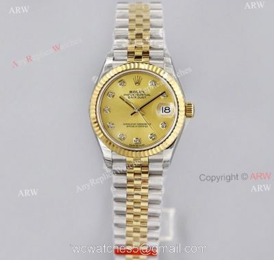 EW Factory Rolex Datejust 31mm Gold Dial With Diamond Markers Jubilee Watch Superclone watches