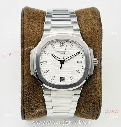 3K Factory 1:1 Best Edition Patek Philippe Nautilus Ladies 34mm Watch Silver Steel White Dial watches
