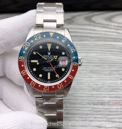 Replica Vintage Rolex GMT-Master 6542 Black Face Asia 2836 Automatic Watch watches