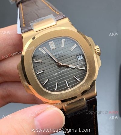 3K Factory Patek Philippe Nautilus 5711R Rose Gold Brown Leather Strap watches