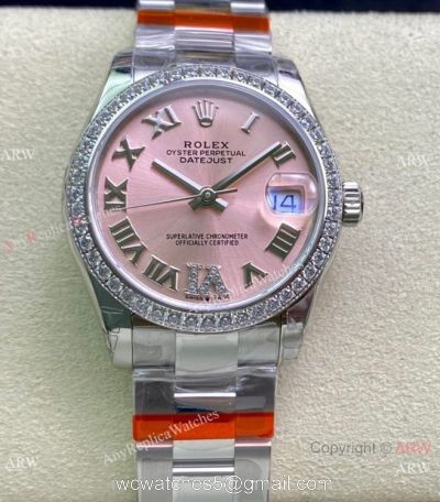 Swiss Grade Rolex Datejust Ss Oyster 31mm Watch Pink Dial TW Swiss 2836 Movement watches
