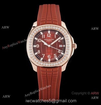 Swiss Quality Copy Patek Philippe Aquanaut Citizen 8215 Watch Rose Gold Chocolate Diamond Bezel watches
