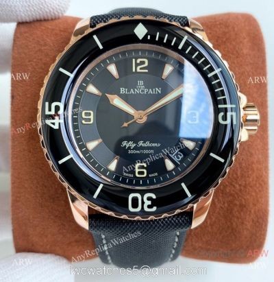 Best Copy Blancpain Fifty Fathoms Rose Gold Watch Citizen 8215 Movement watches