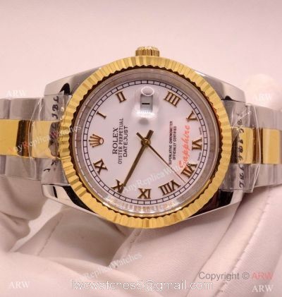 Copy Rolex Oyster Datejust Two Tone White Dial Mingzhu Watch 40mm for Men watches