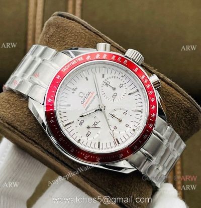 2021 New! Swiss Omega Speedmaster 7750 Watch Red Bezel Stainless Steel watches