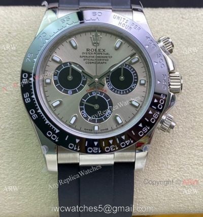 Swiss Copy Rolex Daytona A7750 Chronograph Watch Rhodium Gray Dial Oysterflex Strap watches