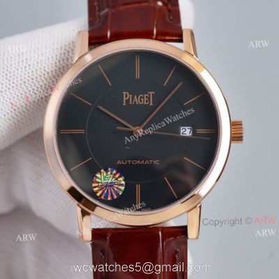 Swiss Grade Piaget Altiplano Black Face Brown Leather Strap Asia Swiss ETA2824 Clone Watch watches
