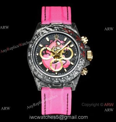 NEW! Super Clone TW Factory Rolex DIW Daytona 7750 Watch NTPT Carbon Pink Dial 40mm watches
