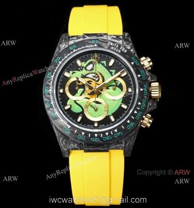 TW Factory Rolex Carbon-Lime Daytona Swiss 7750 Watch Yellow Rubber Strap watches