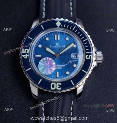 JH Replica Blancpain Fifty Fathoms Swiss Watch Bucherer Blue Dial Blue Bezel watches