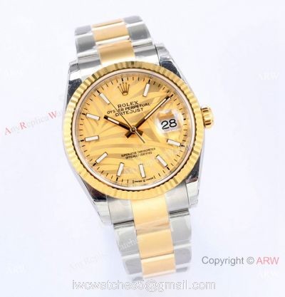(EW) EW Factory Swiss 3235 Rolex Datejust 36 Gold Palm 2021 New 2-Tone Oyster Bracelet watches