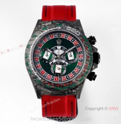 Super Clone Rolex Diw Daytona Noob Factory Red Nylon Strap Poker Dial Swiss 4130 Movement watches