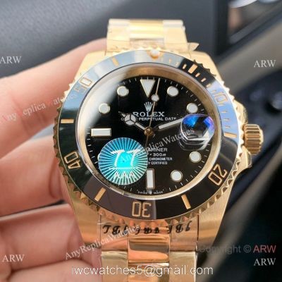 Swiss Quality AAA Replica Rolex Submariner Citizen 8215 Watch Yellow Gold Black 40mm watches