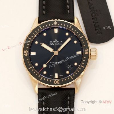 Swiss Grade Replica Blancpain Fifty Fathoms Bathyscaphe GF Factory Cal.1315 Rose Gold Watch watches