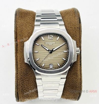 3K Factory 1:1 Replica Patek Philippe Nautilus Ladies 34 Watch Silver Steel Gray Dial watches