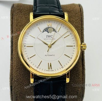 Swiss Replica IWC Portofino Moon watch IWS Factory Cal.35800 Yellow Gold Case 40mm watches