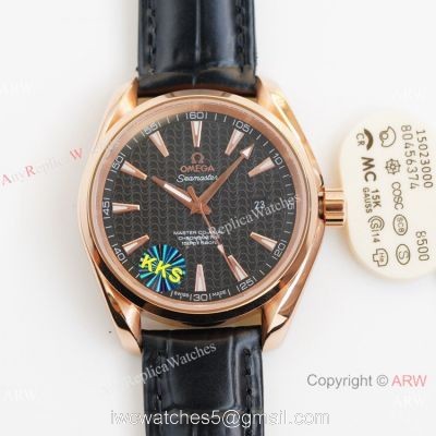 Swiss Quality Omega Aqua Terra 150m Citizen 8215 Rose Gold Leather Strap Watches 41.5mm watches