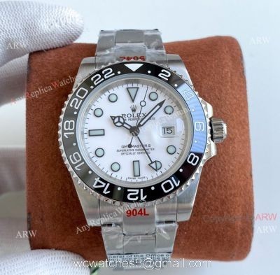 New TBLACK Rolex GMT-Master II Revenge White Face Stainless Steel Asia 2836 Replica Watch watches