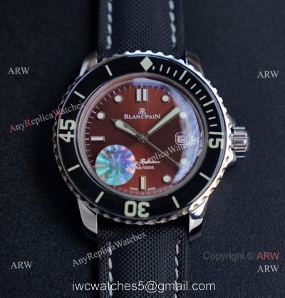 JH Replica Blancpain Fifty Fathoms Swiss Watch Stainless Steel Chocolate Dial 45mm watches