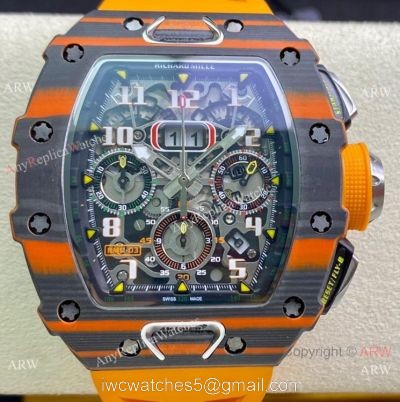 Super Clone Richard Mille rm11-03 McLaren Swiss 7750 Chronograph Watch NTPT Carbon watches
