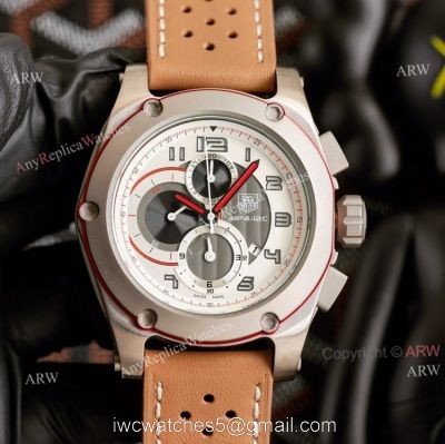 New Tag Heuer Carrera MP4-12C Chronograph Watch Black Dial Brown Leather Strap watches