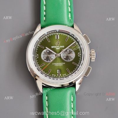 Copy Breitling Premier B01 Green Dial Leather Strap 42MM Men Watch watches