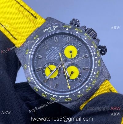 Super Clone Rolex Diw Daytona Watch Noob Swiss 4130 Carbon Yellow Nylon Strap 40mm watches
