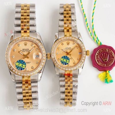 Replica Rolex Datejust Two Tone Diamond Watch Citizen 8215 Movement watches