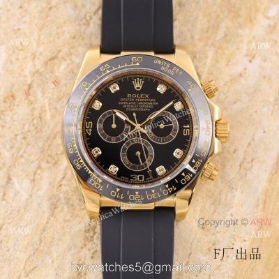 Replica V3 Rolex Daytona Black Face Gold Case Ceramic bezel Man Watch watches