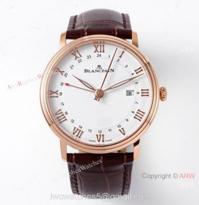 New Swiss Grade Blancpain Villeret Gmt Date 6662-1127-55 Rose Gold Watch 40mm watches