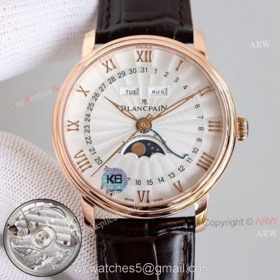 New Blancpain Villeret Moon Phase Watch 6654 Rose Gold Replica Watch V2 New Upgraded watches