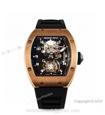 Super Clone Richard Mille RM001 Real Tourbillon Rose Gold Watch JB Factory watches